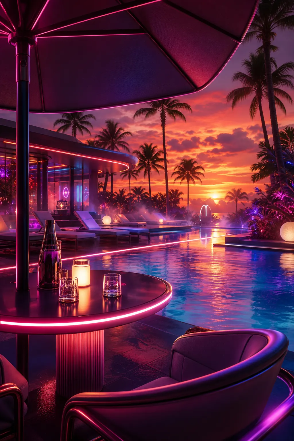 Futuristic poolside vibe