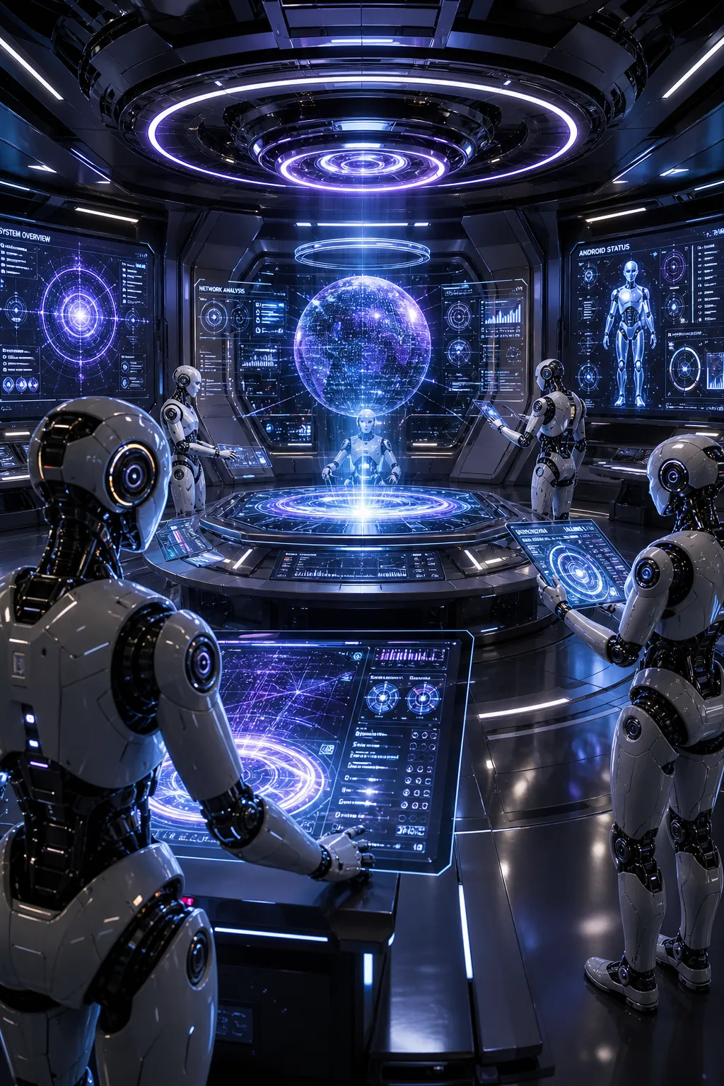 Futuristic robot control room