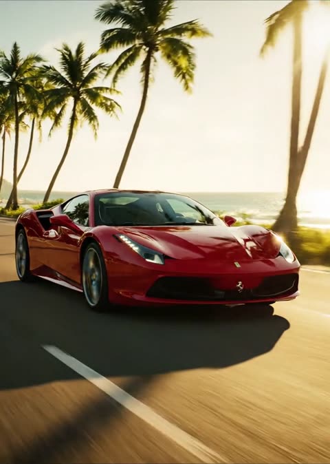 Ferrari cruising the beach — forward only