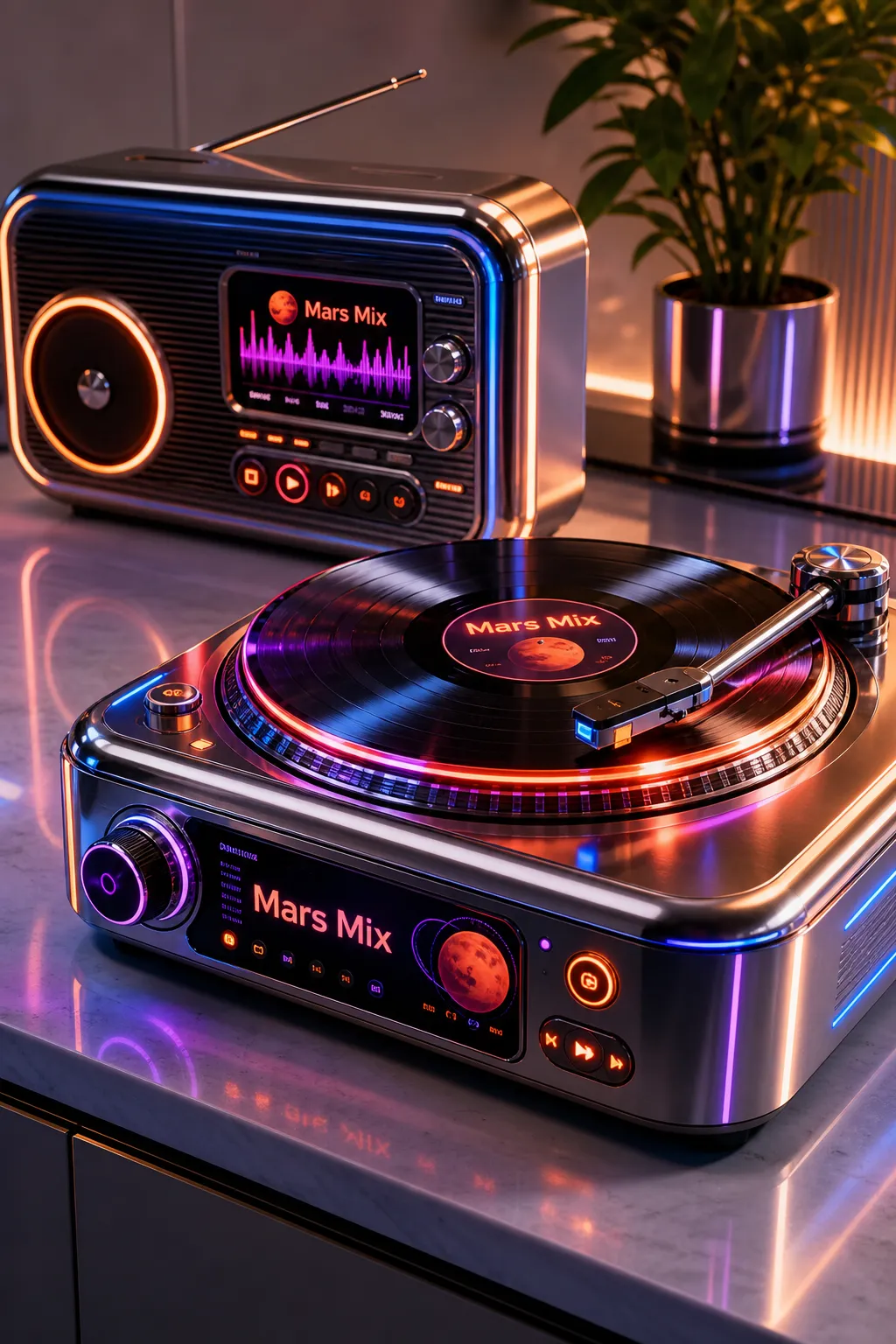 Matching futuristic turntable for the Mars station setup.